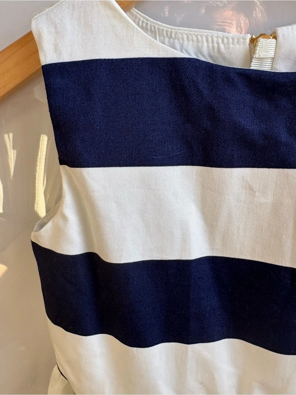 J crew Navy and White Striped Sleeveless Girls' Dress